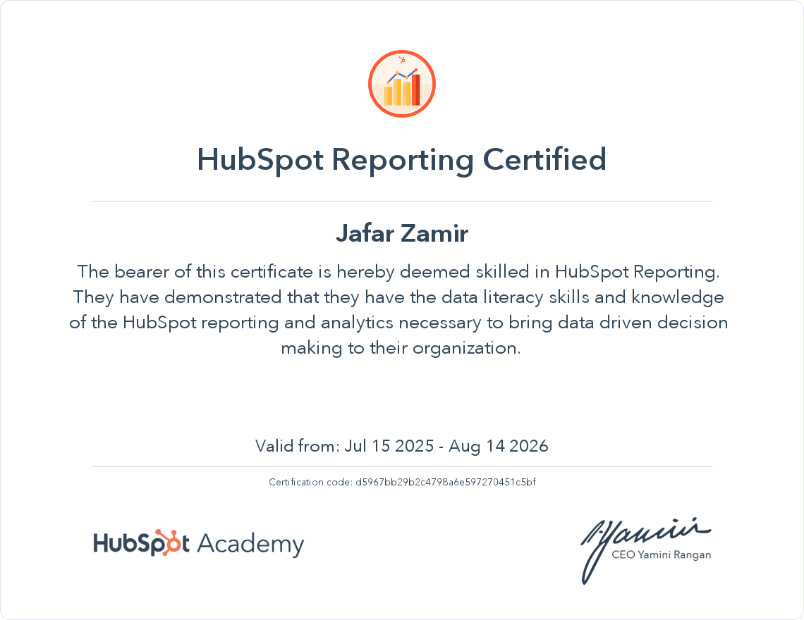 HubSpot Reporting Certificate
